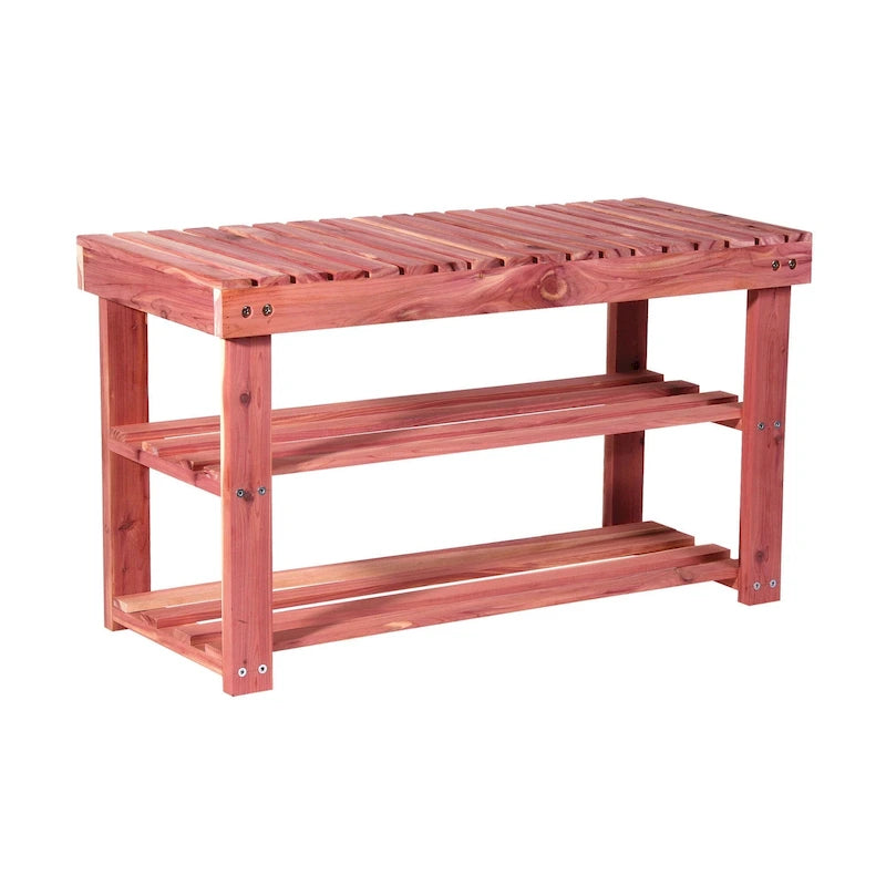 2-Tier Cedar Shoe Rack and Seat Bench