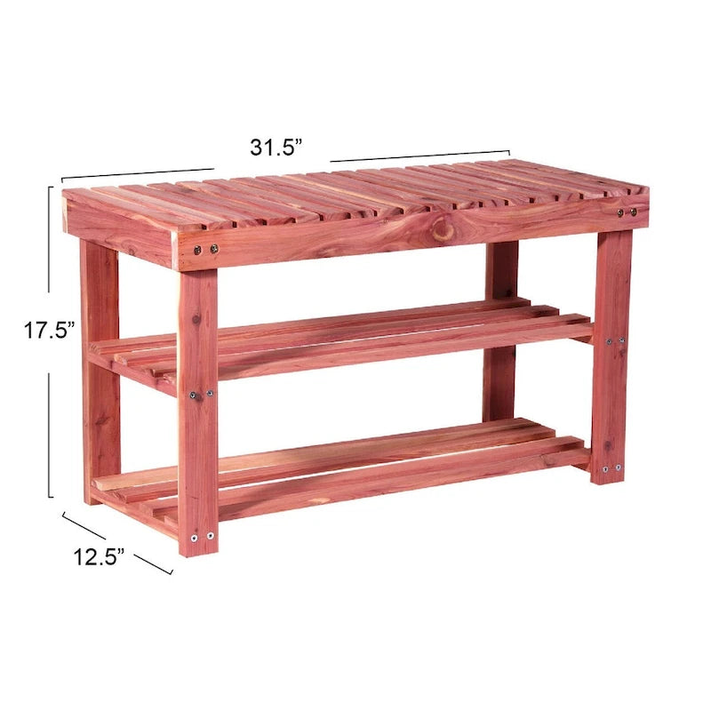 2-Tier Cedar Shoe Rack and Seat Bench