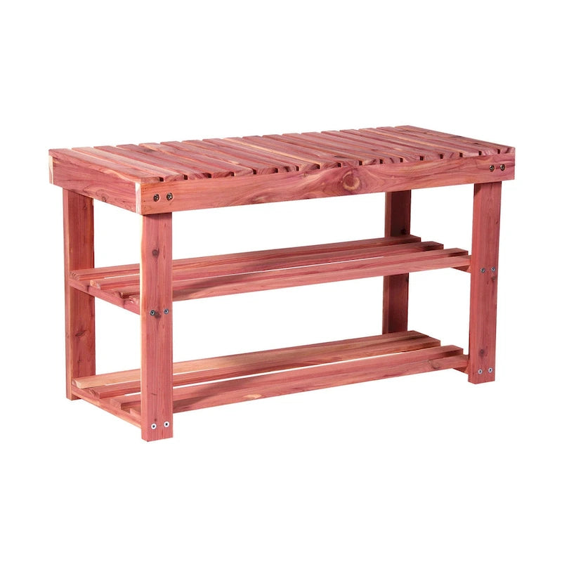 2-Tier Cedar Shoe Rack and Seat Bench