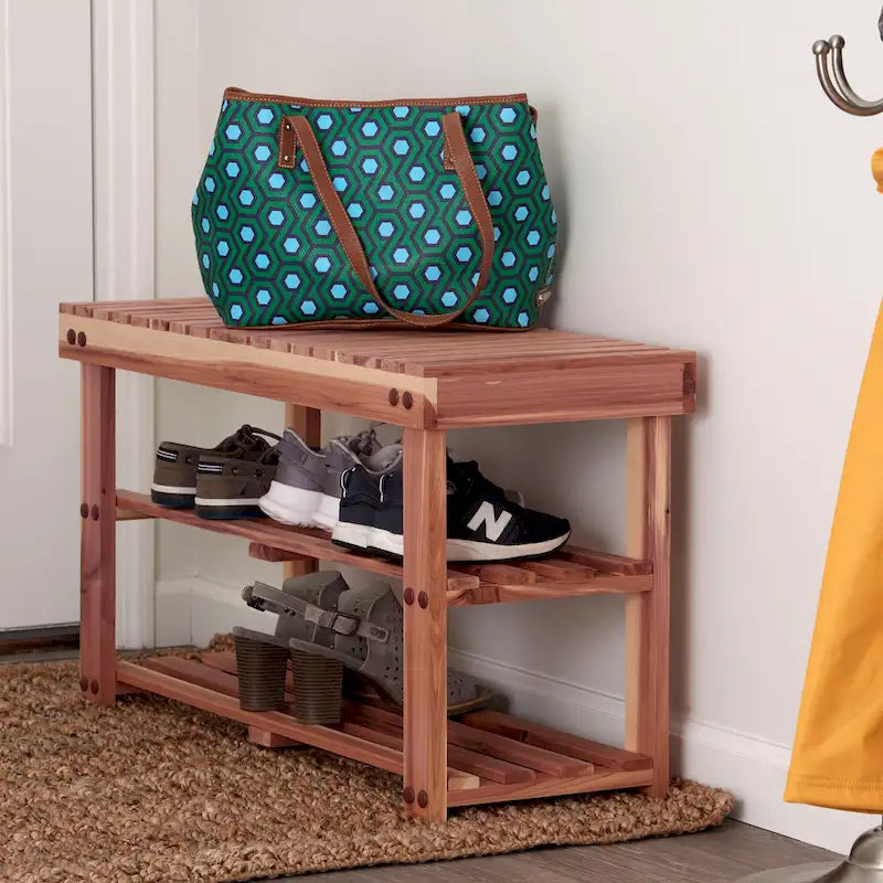2-Tier Cedar Shoe Rack and Seat Bench