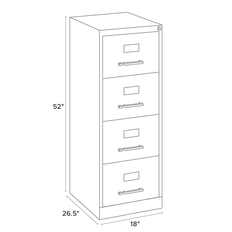 4-Drawer Legal Size Commercial Vertical File Cabinet 26.5" Deep